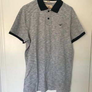 Hollister Gray Men's Stretch Polo Shirt Size XL